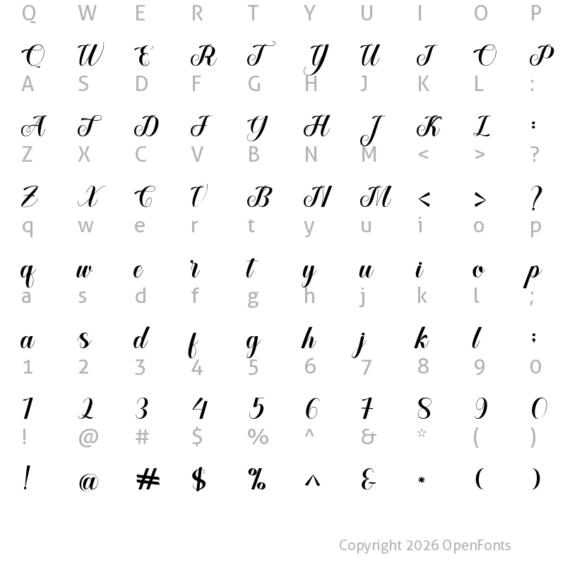 Character Map of Baby Magnolia Regular