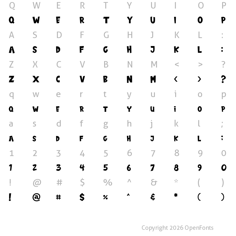 Character Map of Baby Monsta Regular