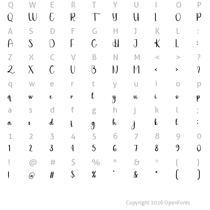 Character Map of Baby Sister Regular