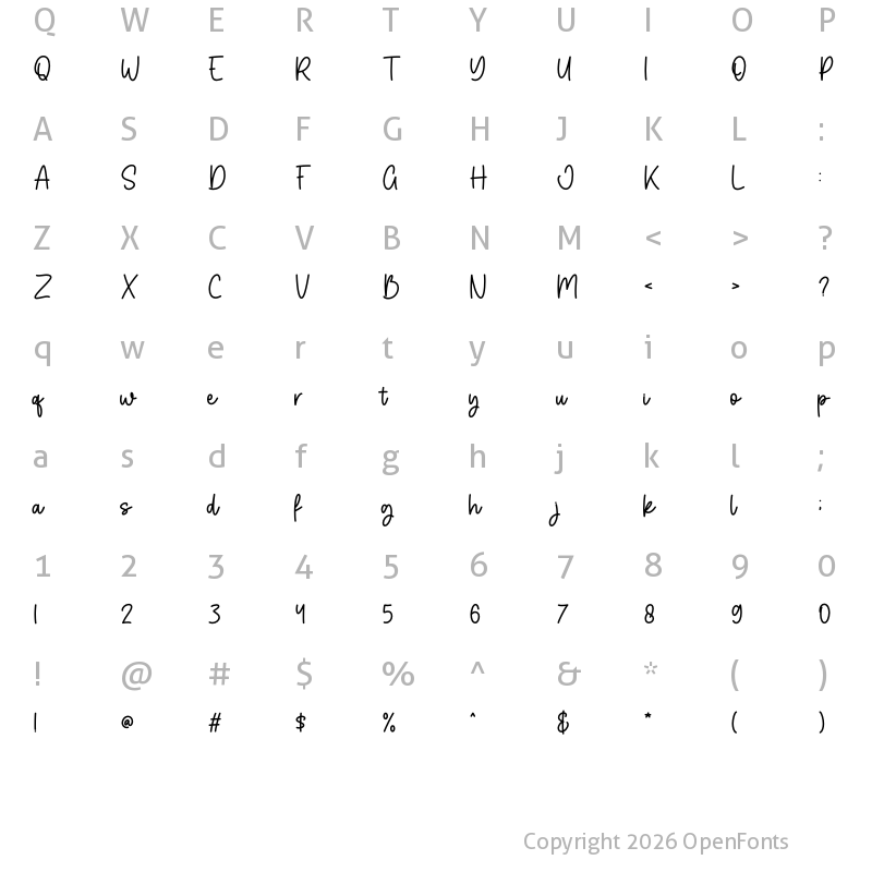 Character Map of Baby Walk Regular