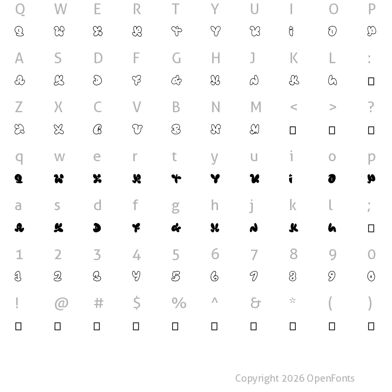 Character Map of Babybee Regular