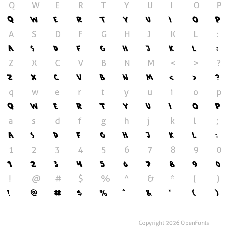 Character Map of Babydoo Oblique