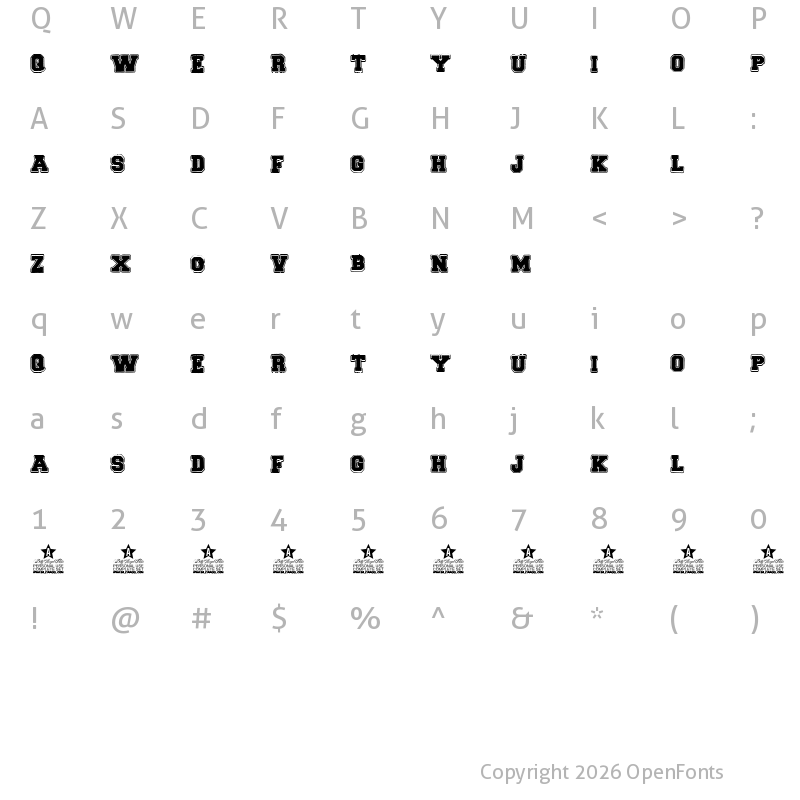 Character Map of BACK TO SCHOOL PERSONAL USE Regular