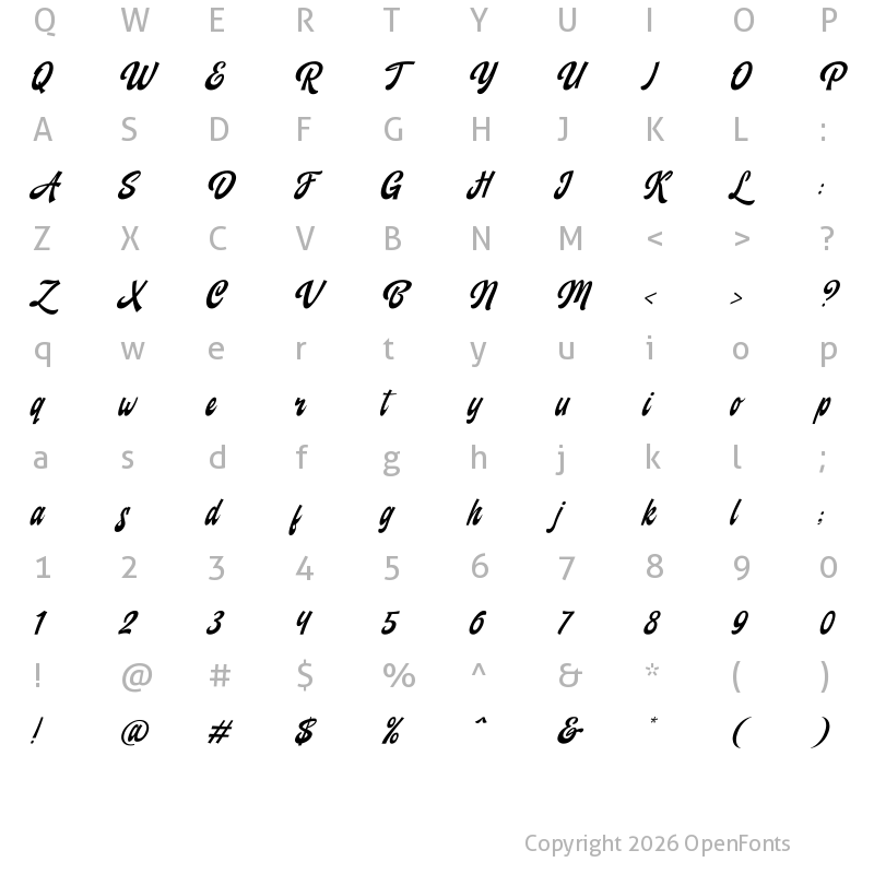 Character Map of Backstranger Thin Italic