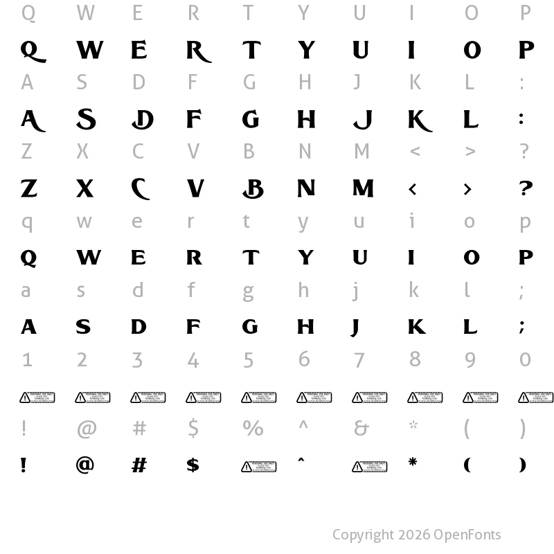 Character Map of Bacode Regular