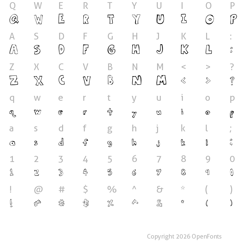 Character Map of Bacon Regular