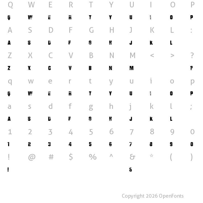 Character Map of BAD GRUNGE Regular