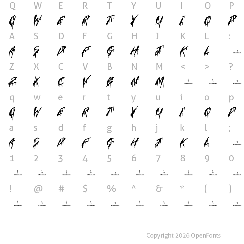 Character Map of Bad Lovers Regular