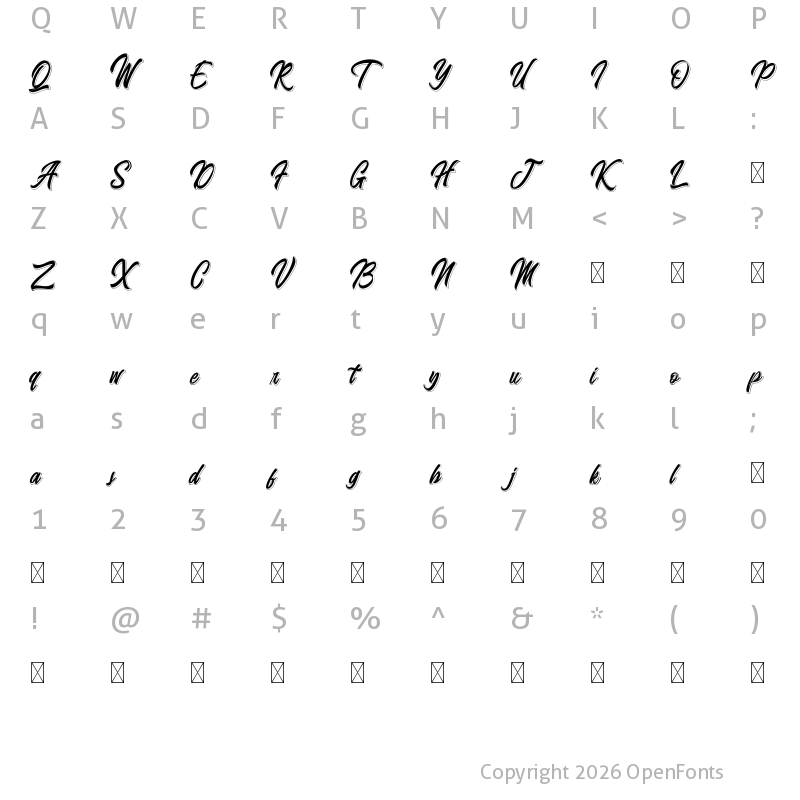 Character Map of Badminton Of Shadow Regular