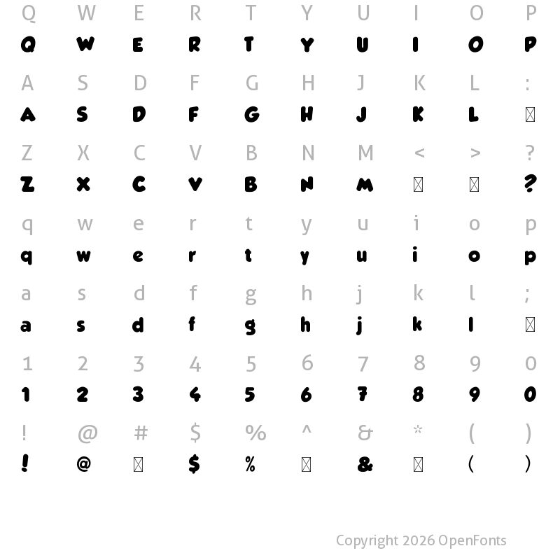 Character Map of Badon Mone Regular