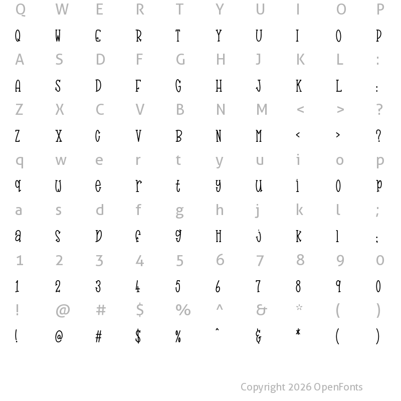 Character Map of Badumsquish [personal use only Regular