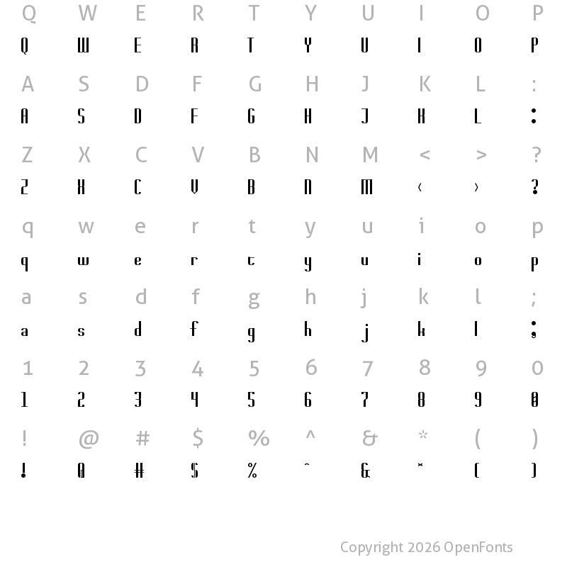 Character Map of Badwolf Regular