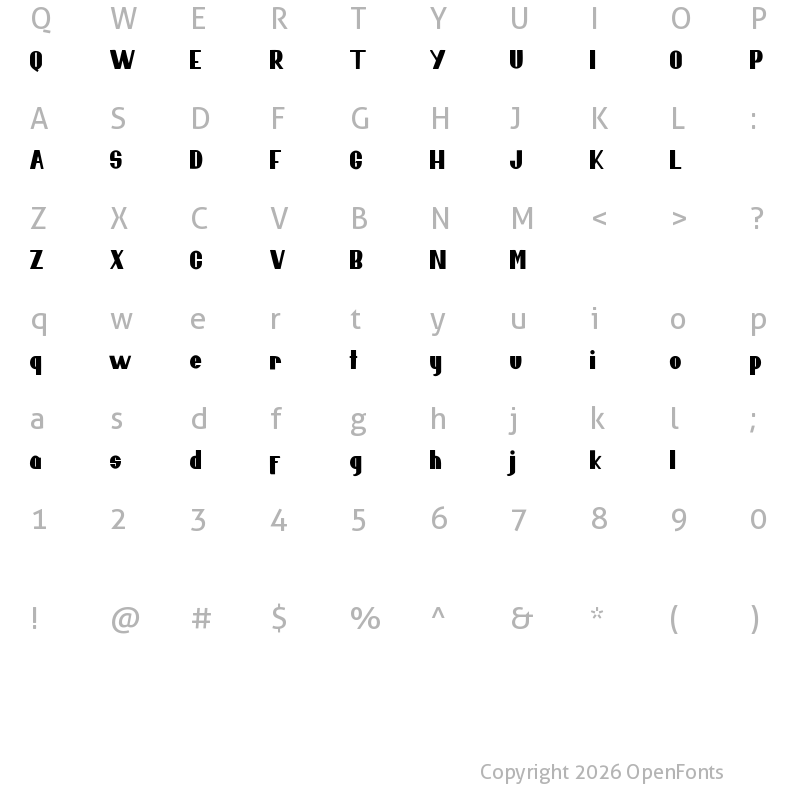 Character Map of Bagela FREE Regular