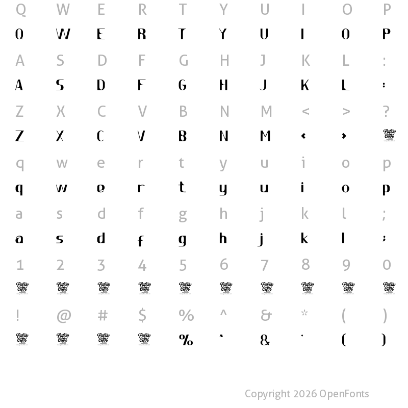 Character Map of Bagheria Regular