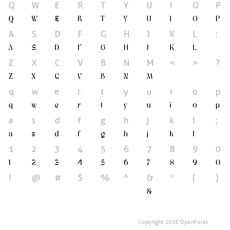Character Map of Bagme Regular