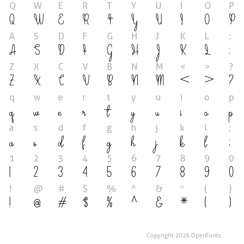 Character Map of Bagnaia Regular