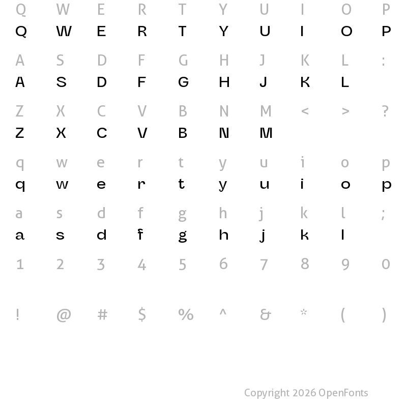 Character Map of Baguede Free Regular