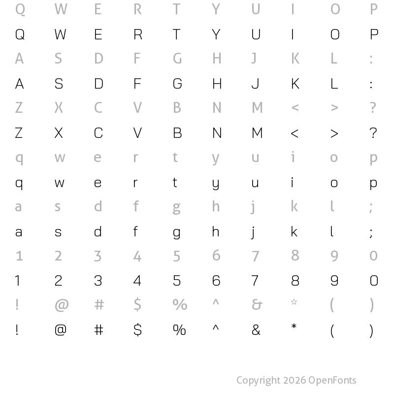 Character Map of Bai Jamjuree Light Regular
