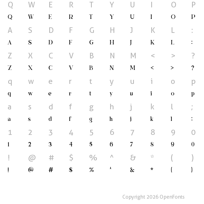 Character Map of Baikly Regular