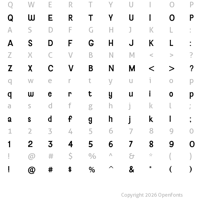 Character Map of BaileywickJFGothic Regular