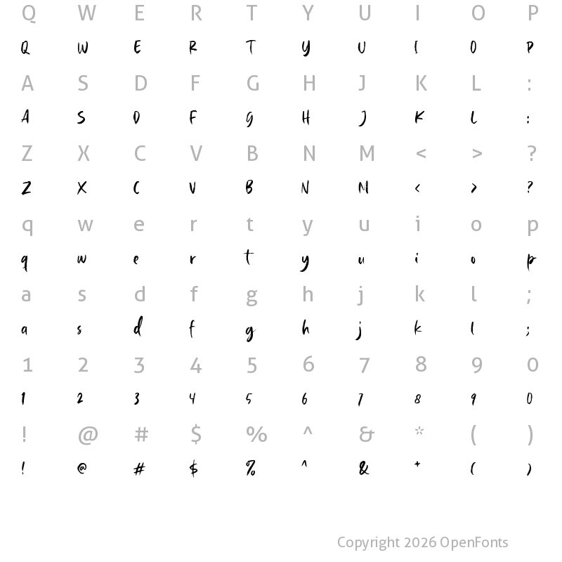 Character Map of Baille Simpson DEMO Regular