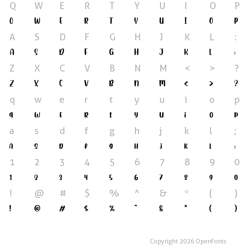 Character Map of Baimbo Regular