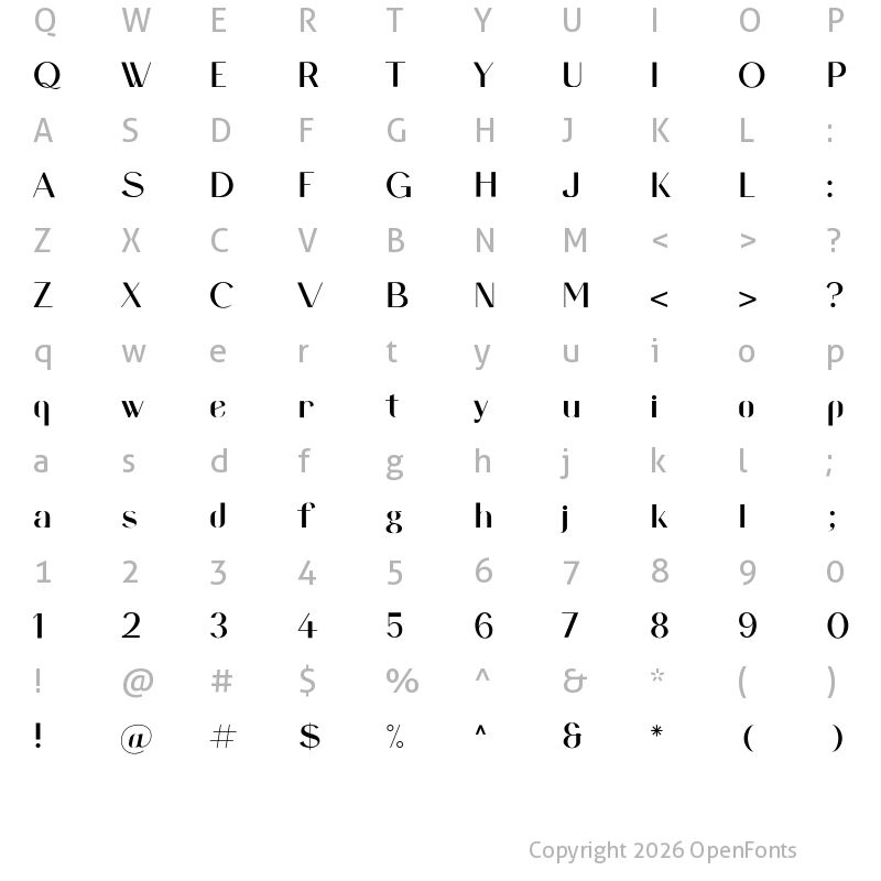 Character Map of Bainai Regular