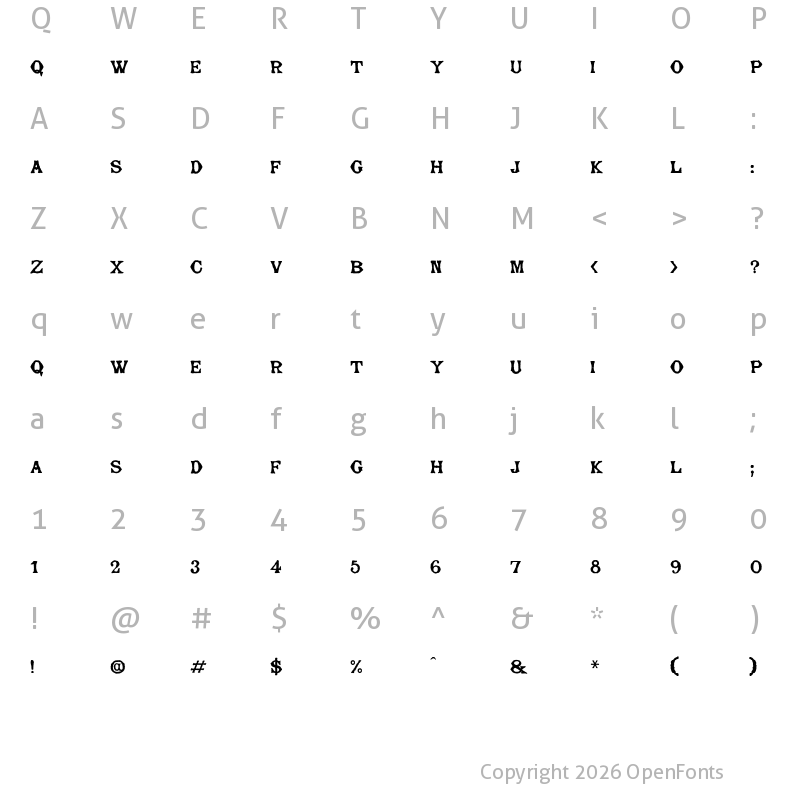 Character Map of Bajorelle Regular