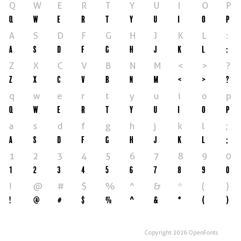 Character Map of BalboaPlus Fill