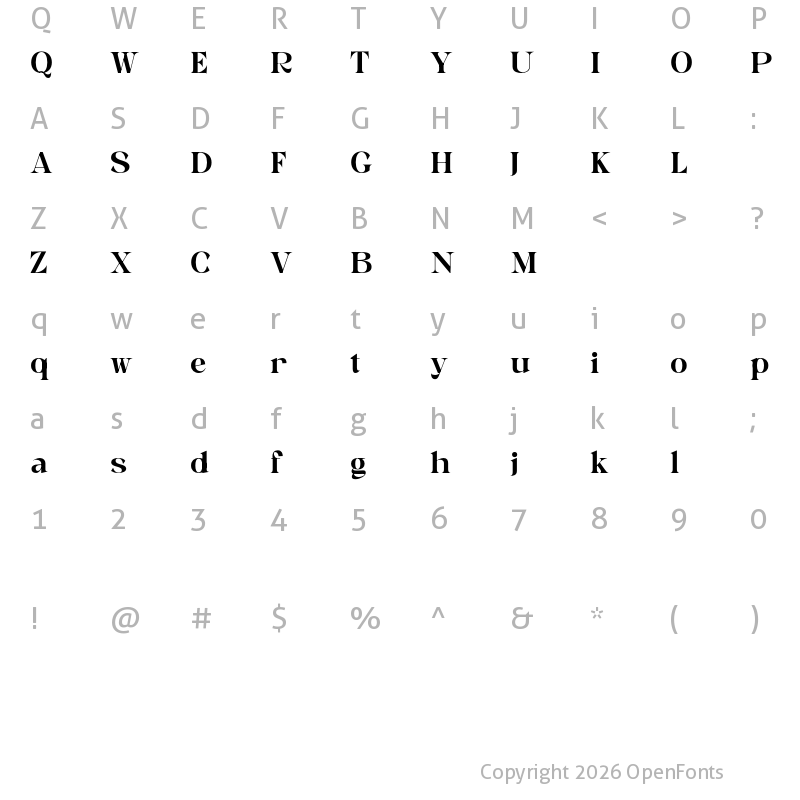 Character Map of Baleny Serif Free Regular