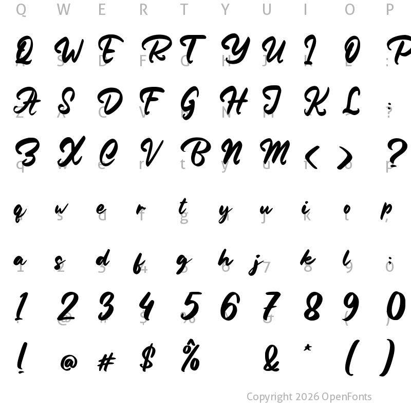 Character Map of Baleria Regular