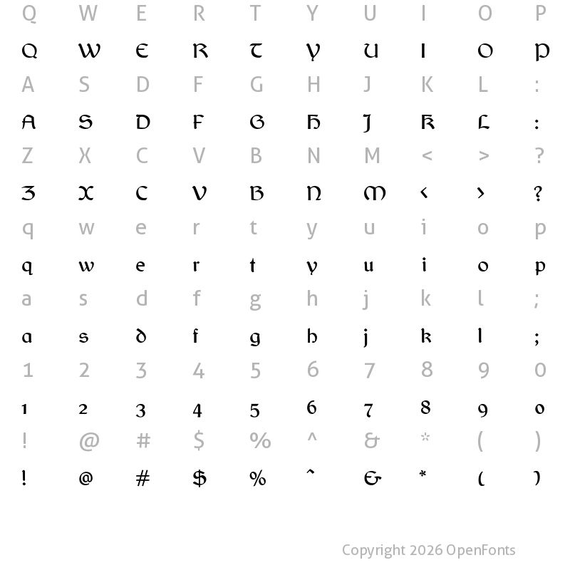Character Map of Balgruf Regular