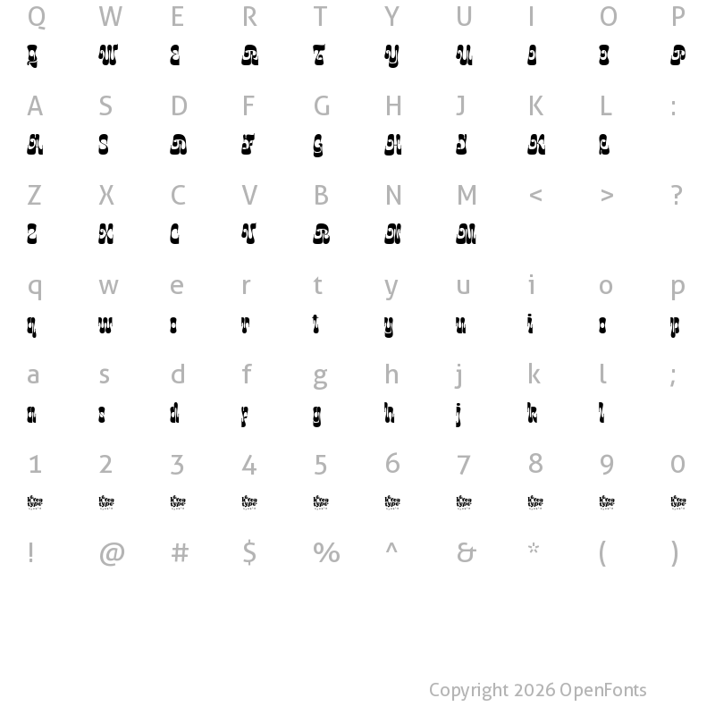 Character Map of Bali Sunset Demo Regular