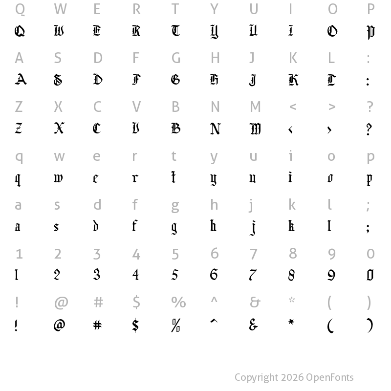 Character Map of Baliga Blackletter Regular