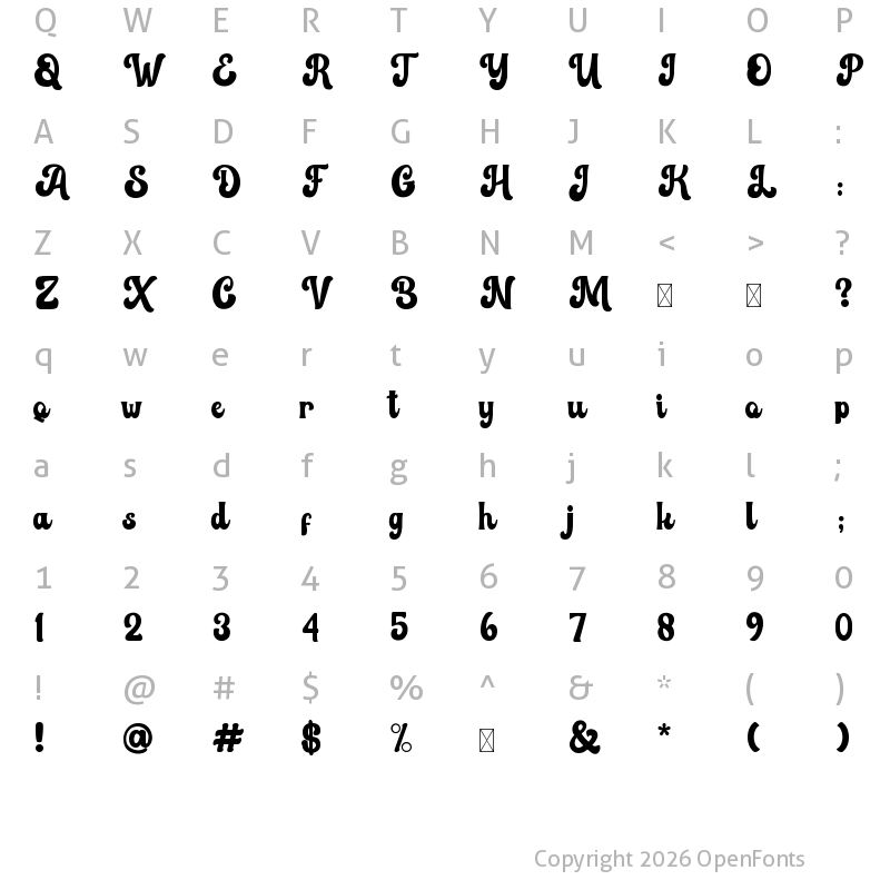 Character Map of Balin Quiny Regular