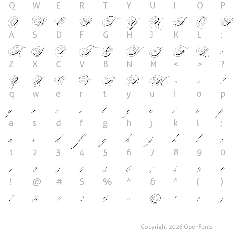 Character Map of Ballet Regular