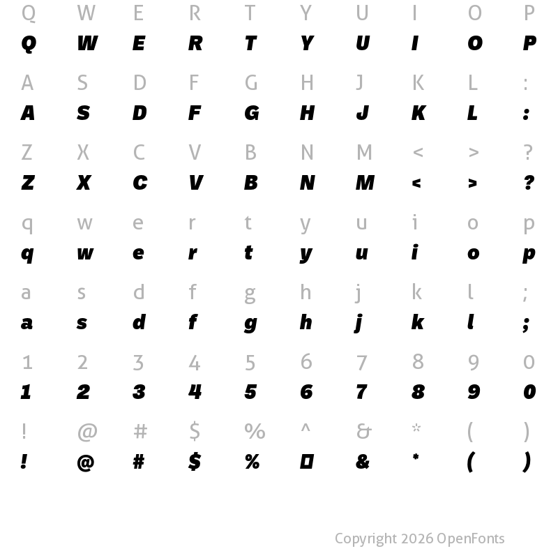 Character Map of Ballinger Black Italic