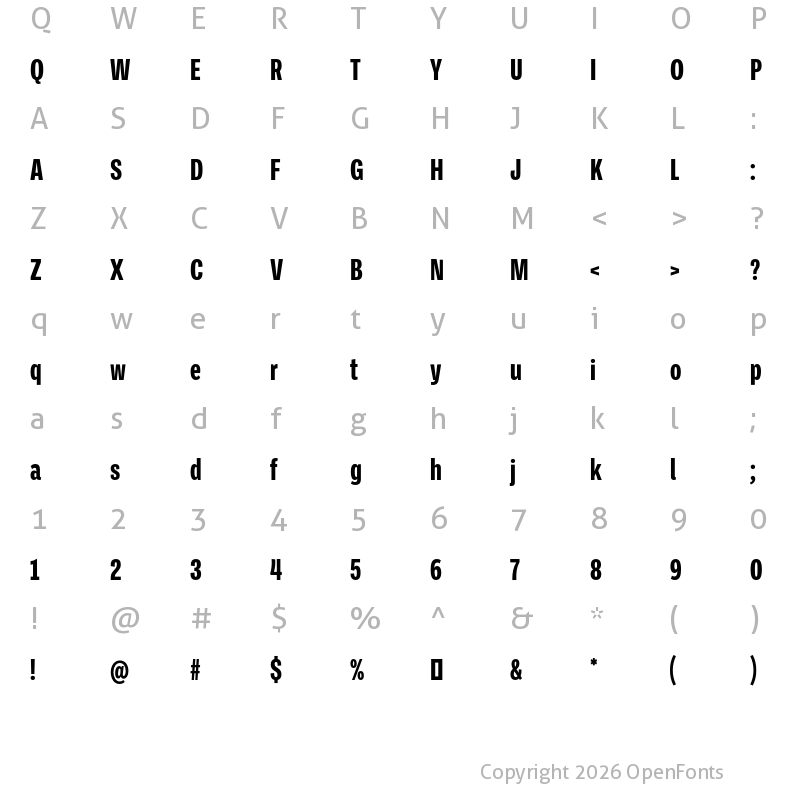 Character Map of Ballinger X-Condensed X-Bold