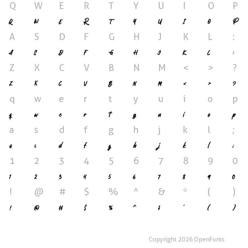 Character Map of Ballistic DEMO Regular