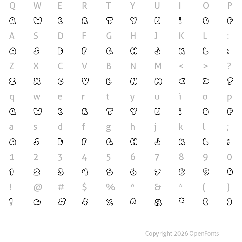 Character Map of Balloons! Regular