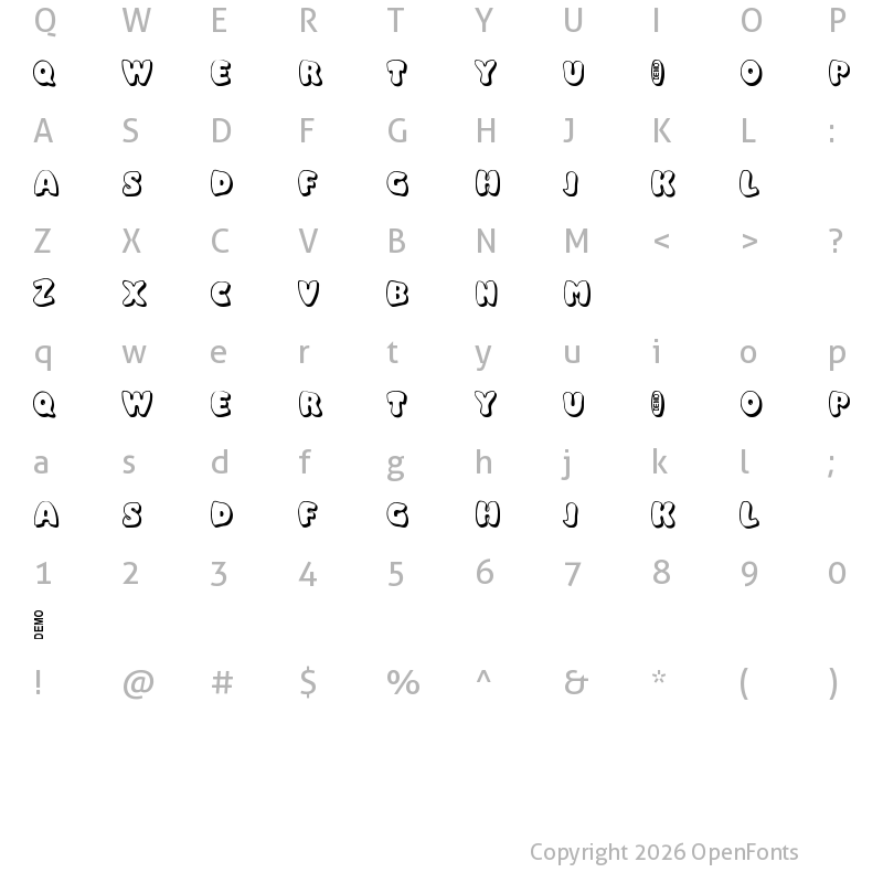 Character Map of Balloony Demo