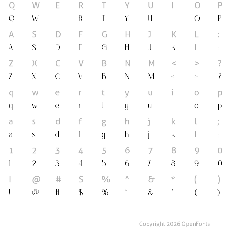 Character Map of BALQIS Regular