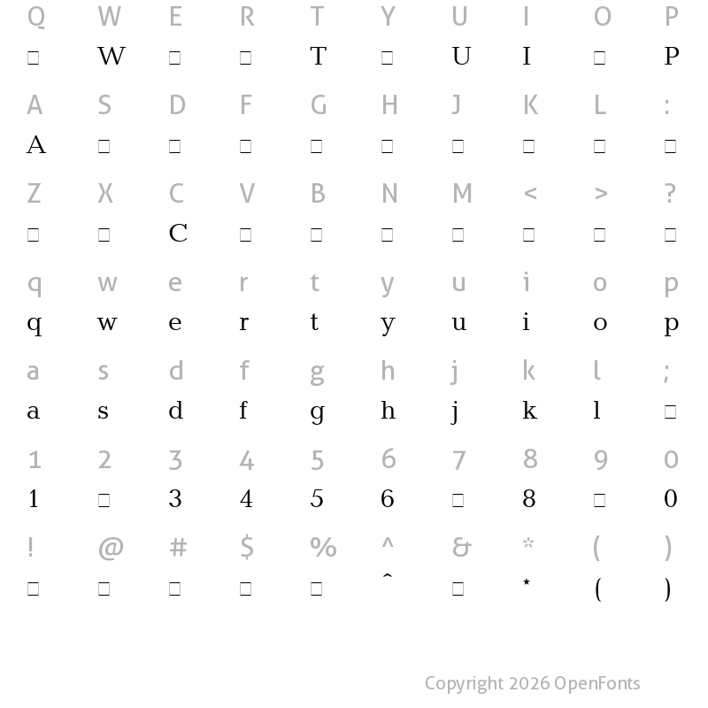 Character Map of Baltica-Regular ?