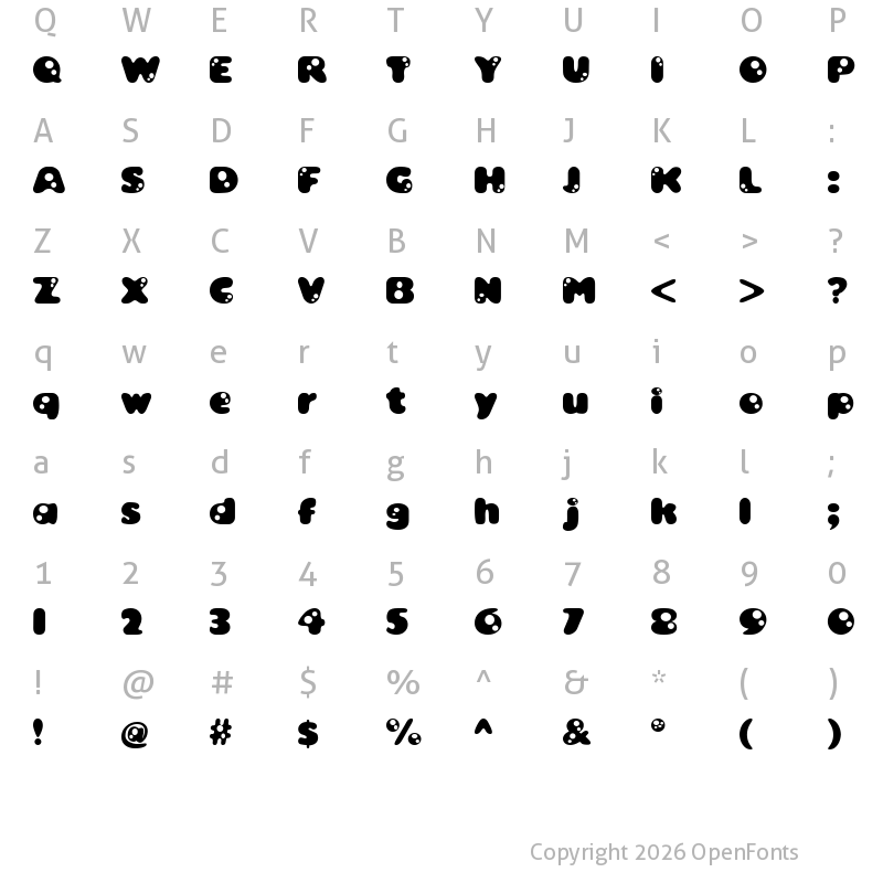 Character Map of Bambina Regular