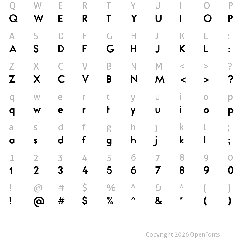 Character Map of Bambino-Bold ?