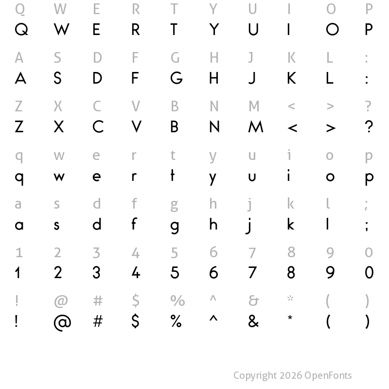 Character Map of Bambino-Regular ?
