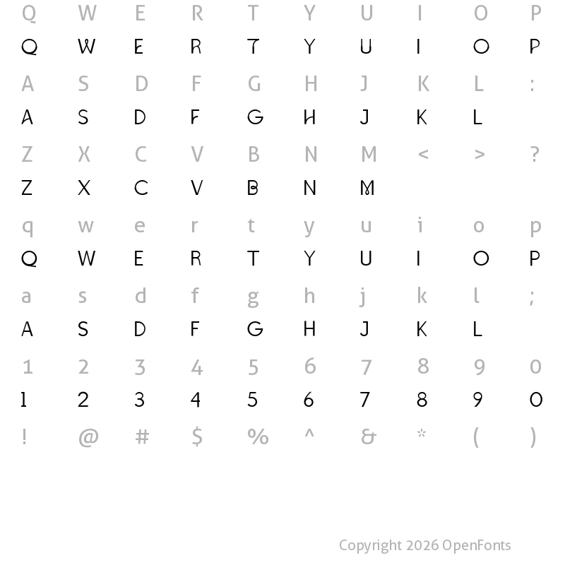 Character Map of Bamzer Regular