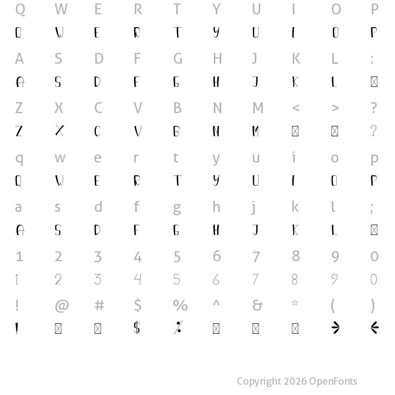 Character Map of Banana Sweet Regular