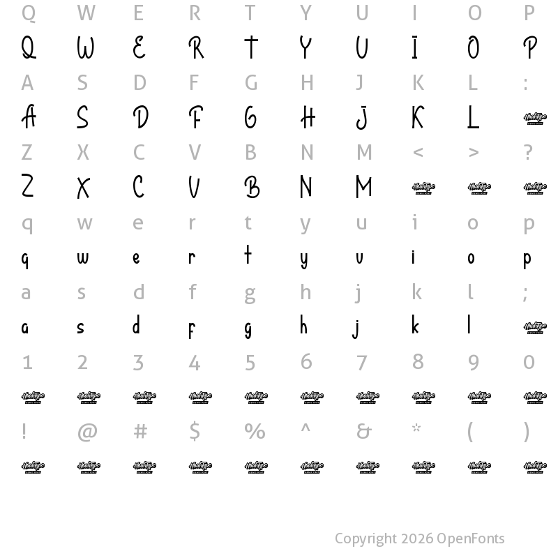 Character Map of Bandrek Demo Regular
