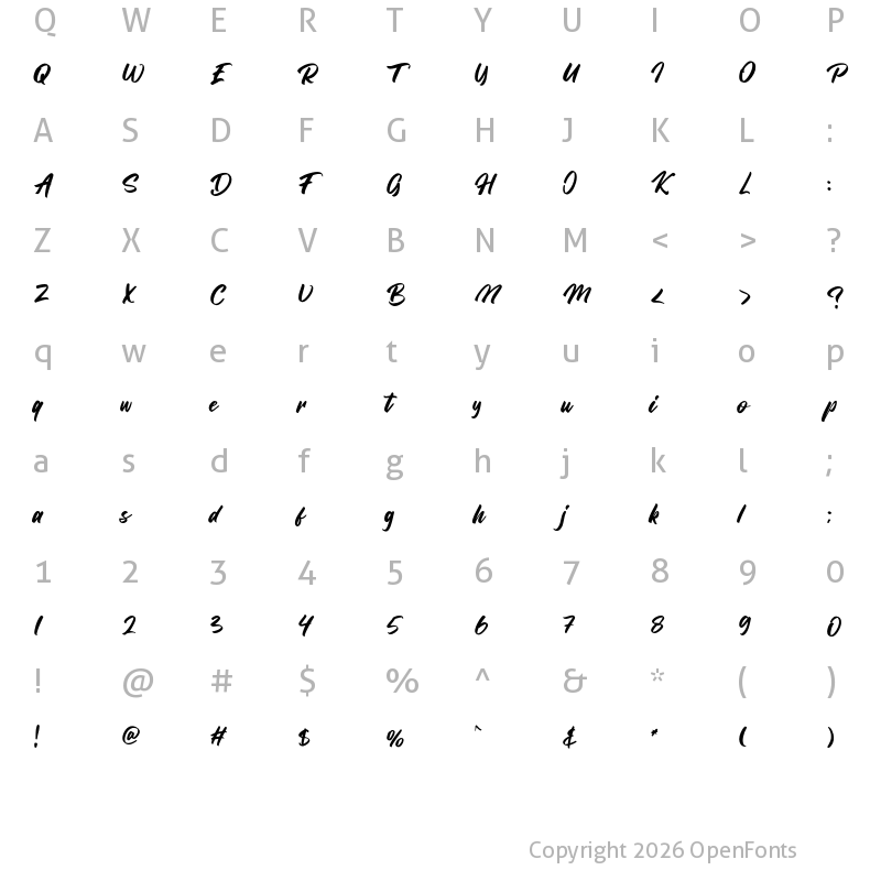 Character Map of Bangela Regular